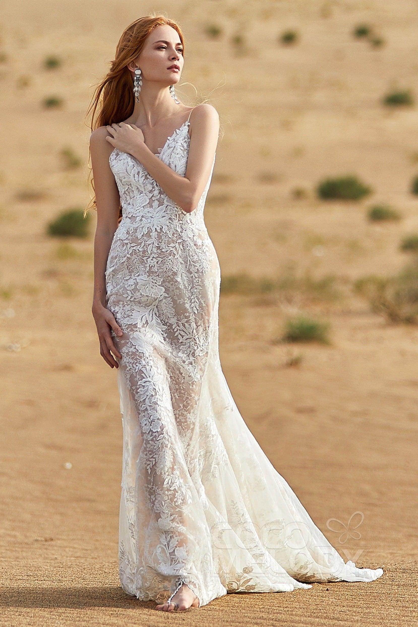 Trumpet-Mermaid Chapel Train Tulle Lace Wedding Dress LD5808 - COCOMELODY